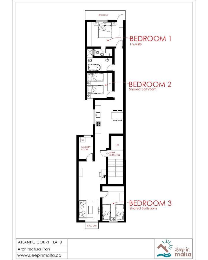 F3 Room 3, Private Room Two Single Beds Shared Bathroom 姆西达 外观 照片